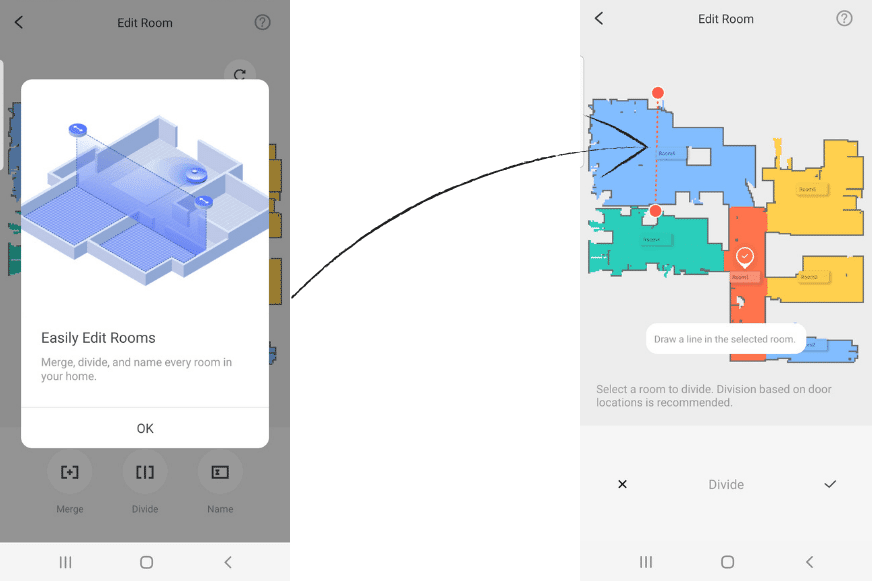 Eine Raumtrennung wird in der Roborock Q7 Max+ App vorgenommen